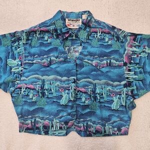Rare Vintage Wrangler Western Bolero Crop Top Desert Cactus Print Southwestern